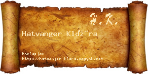 Hatvanger Klára névjegykártya